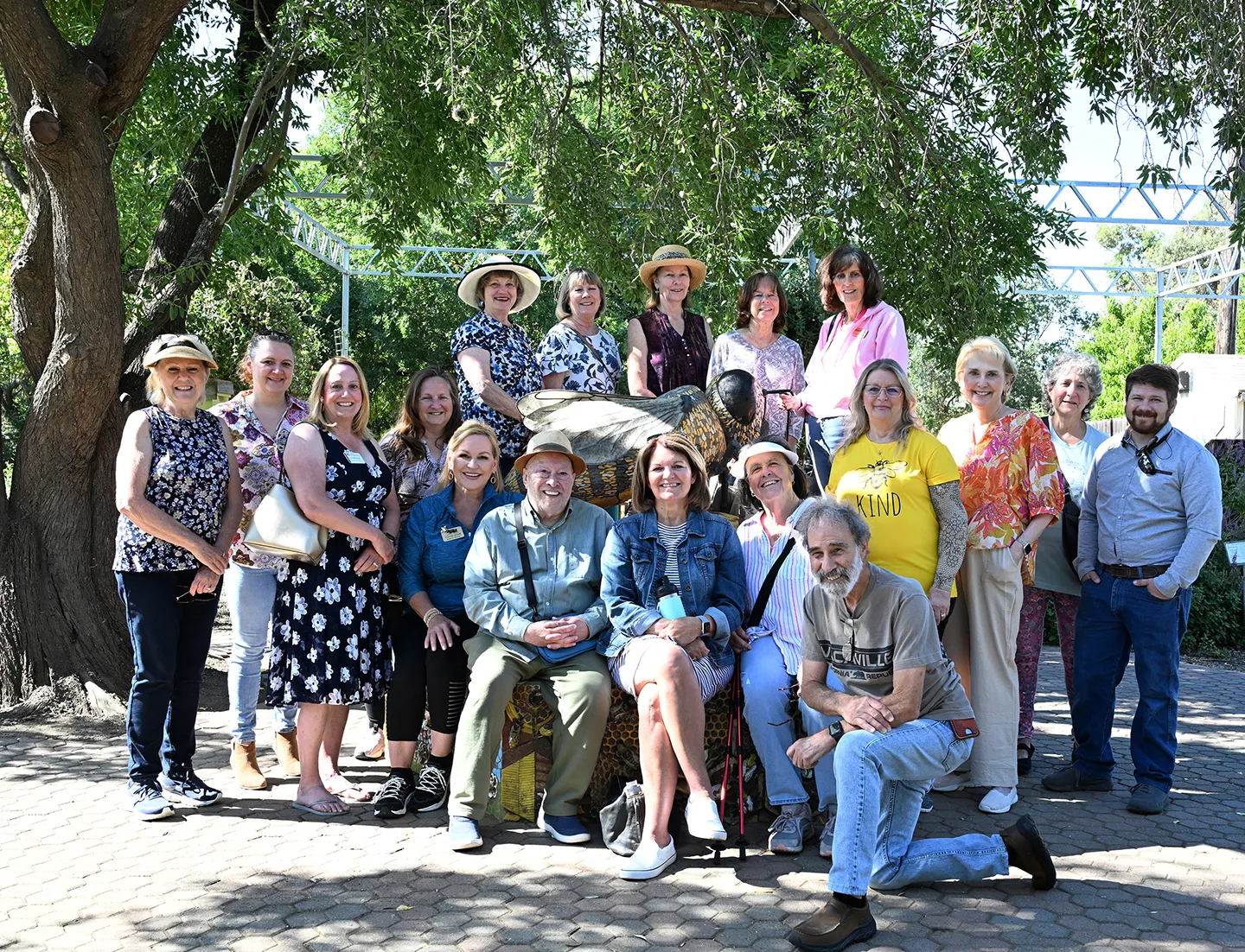 The UC Davis Bee Haven team poses with the Vacaville Museum Guild. (Photo by Kathy Keatley Garvey)