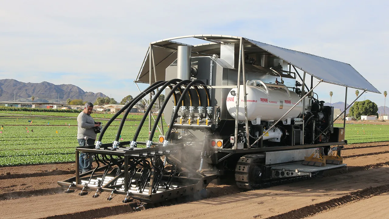 Steam machine killing weed seeds and pests in soil