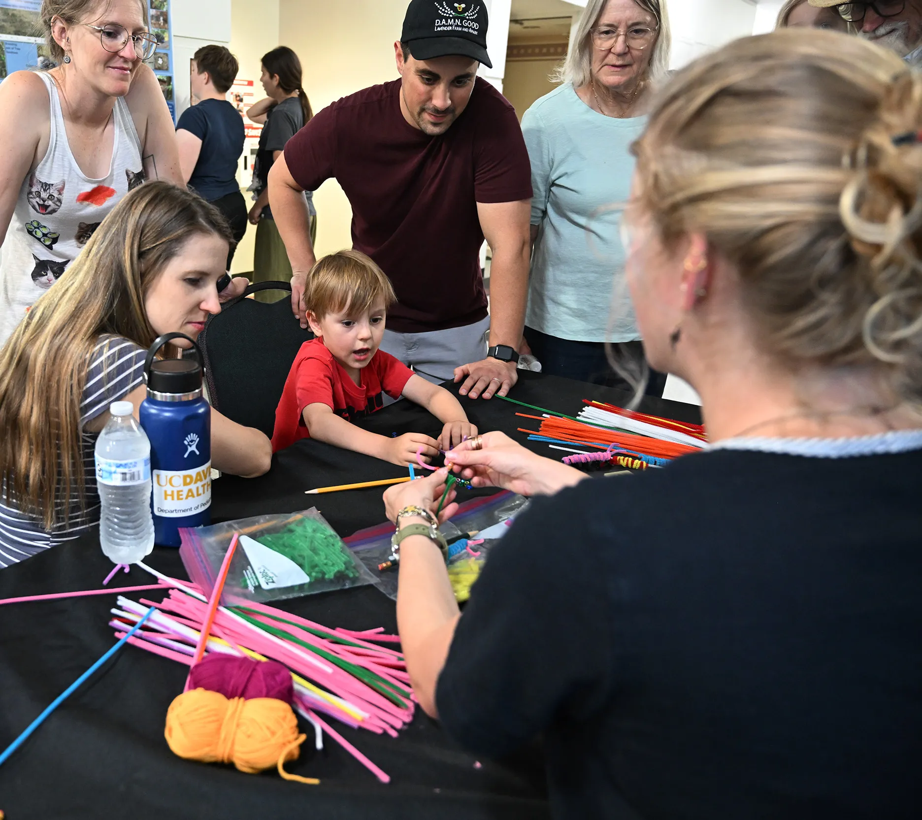 The Bohart Museum's arts-and-crafts activities are family fun and friendly. (Photo by Kathy Keatley Garvey)