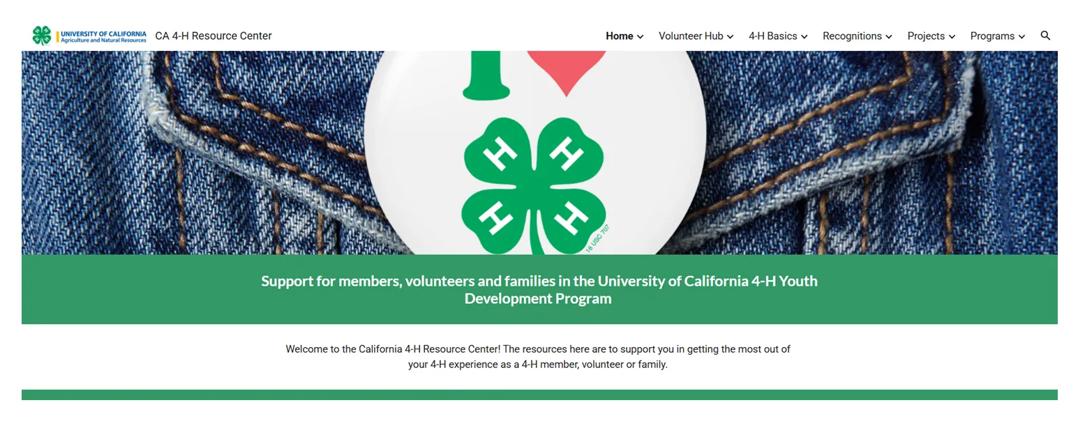 CA 4-H Resource Center Website Page Image