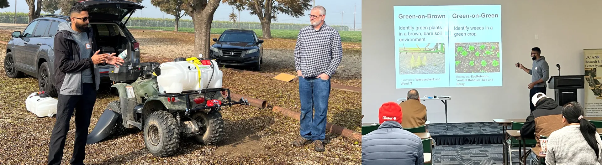 Dr. Manpreet Singh and David Ryman demonstrating the new “see and spray technology”