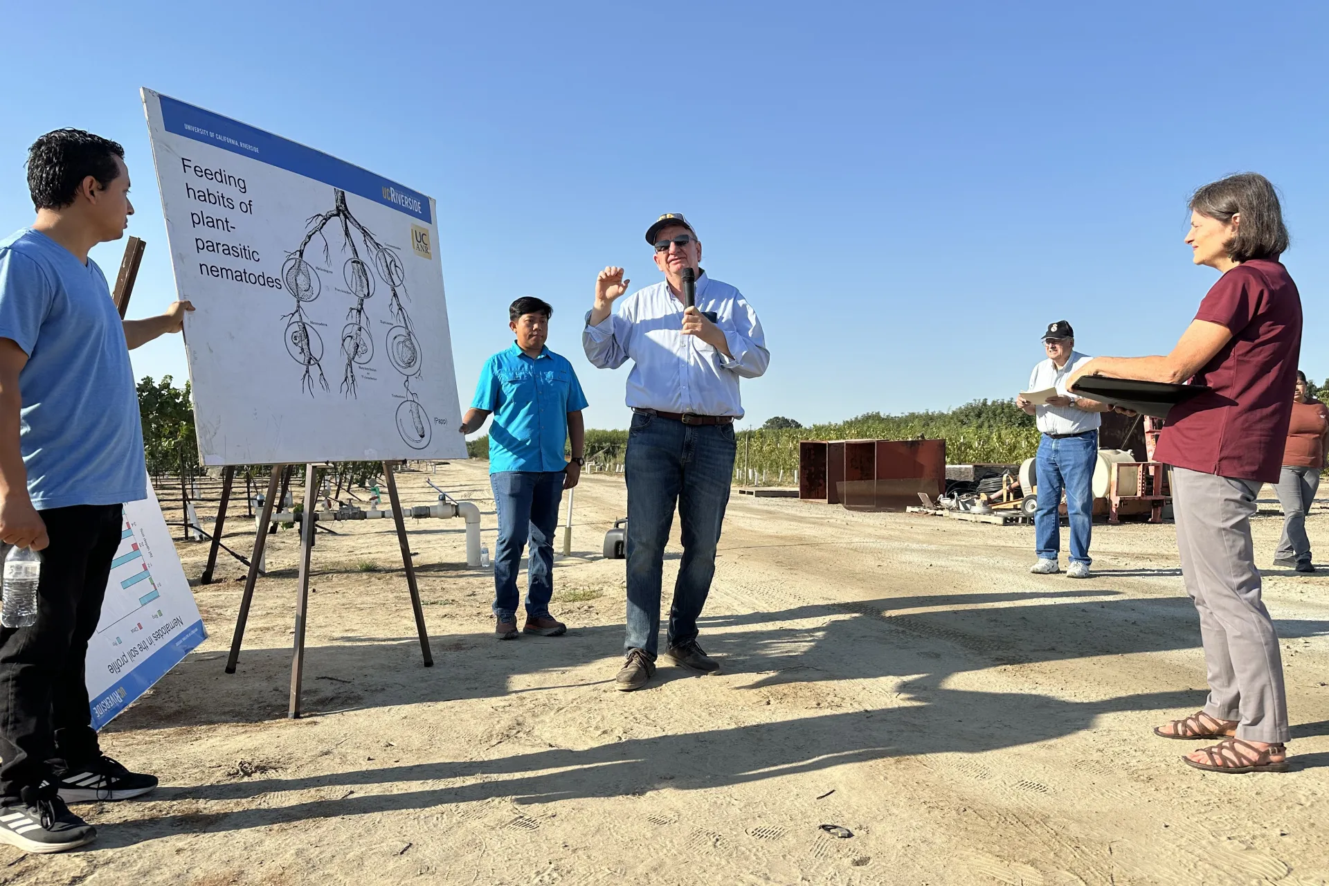 Andreas Westphal gestures as he talks about nematodes at Kearney REC