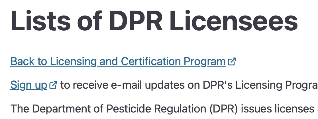 List of DPR licensees