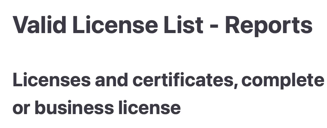 Valid License List