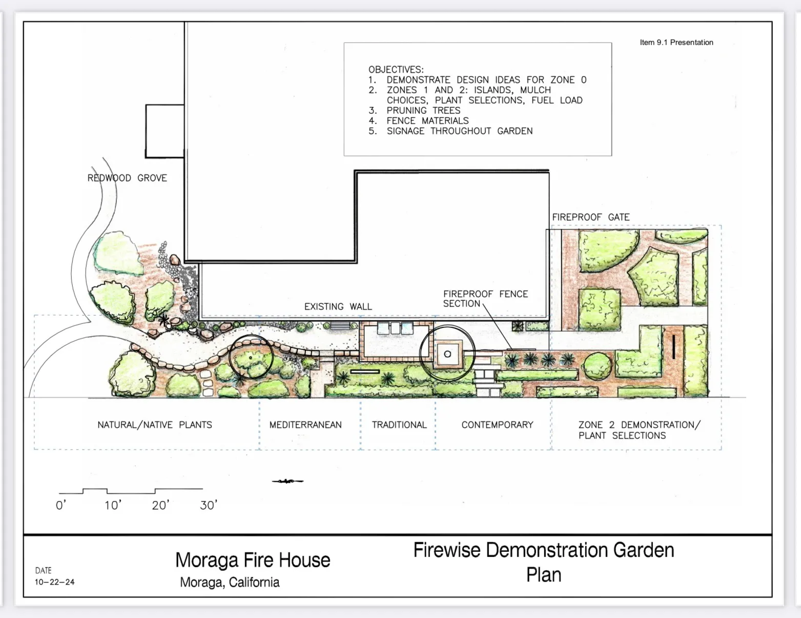 MOFD Planned Firescaping Demo Garden, large drawing plans by Anne Wendorf