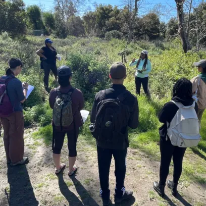 A group of naturalists learning