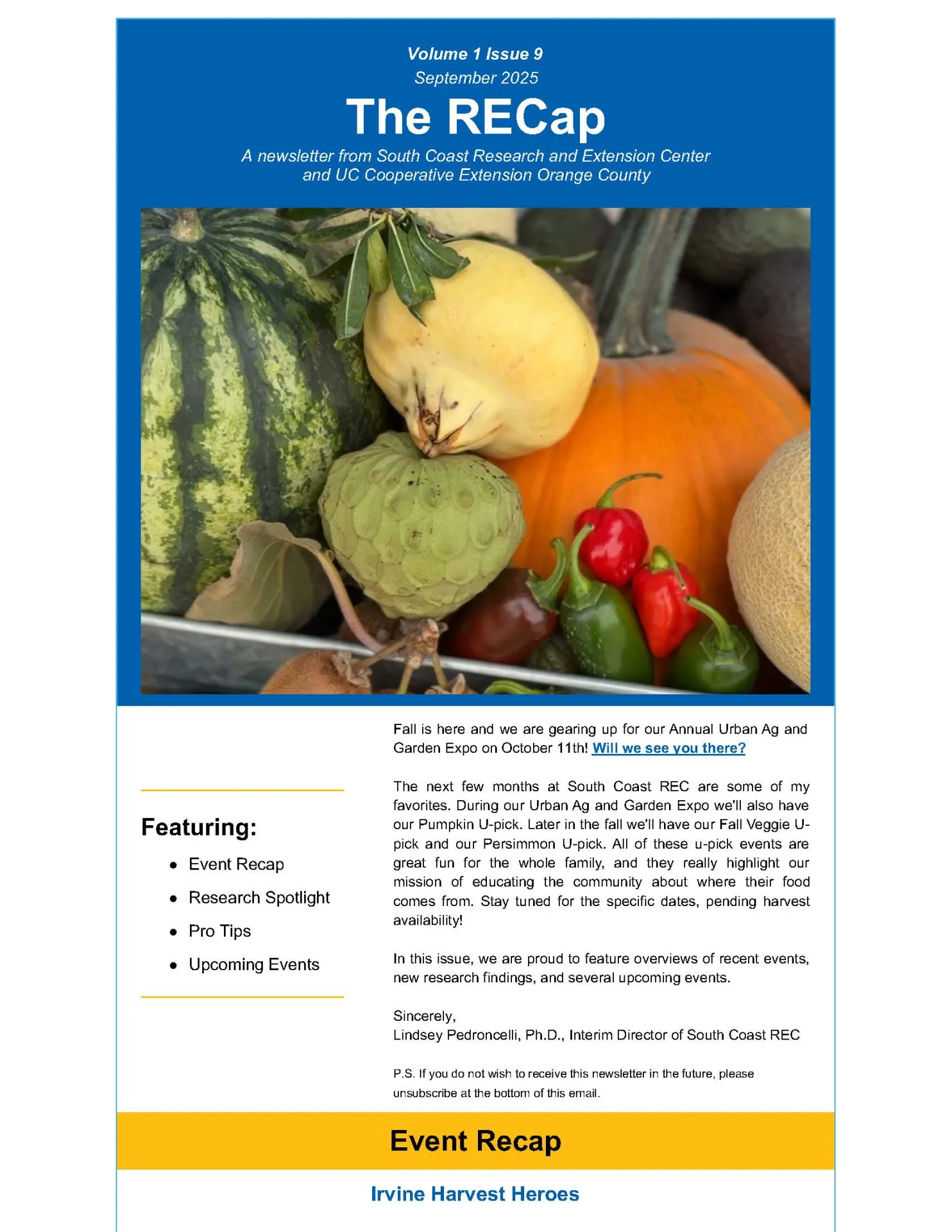 Cover page of September 2025 newsletter