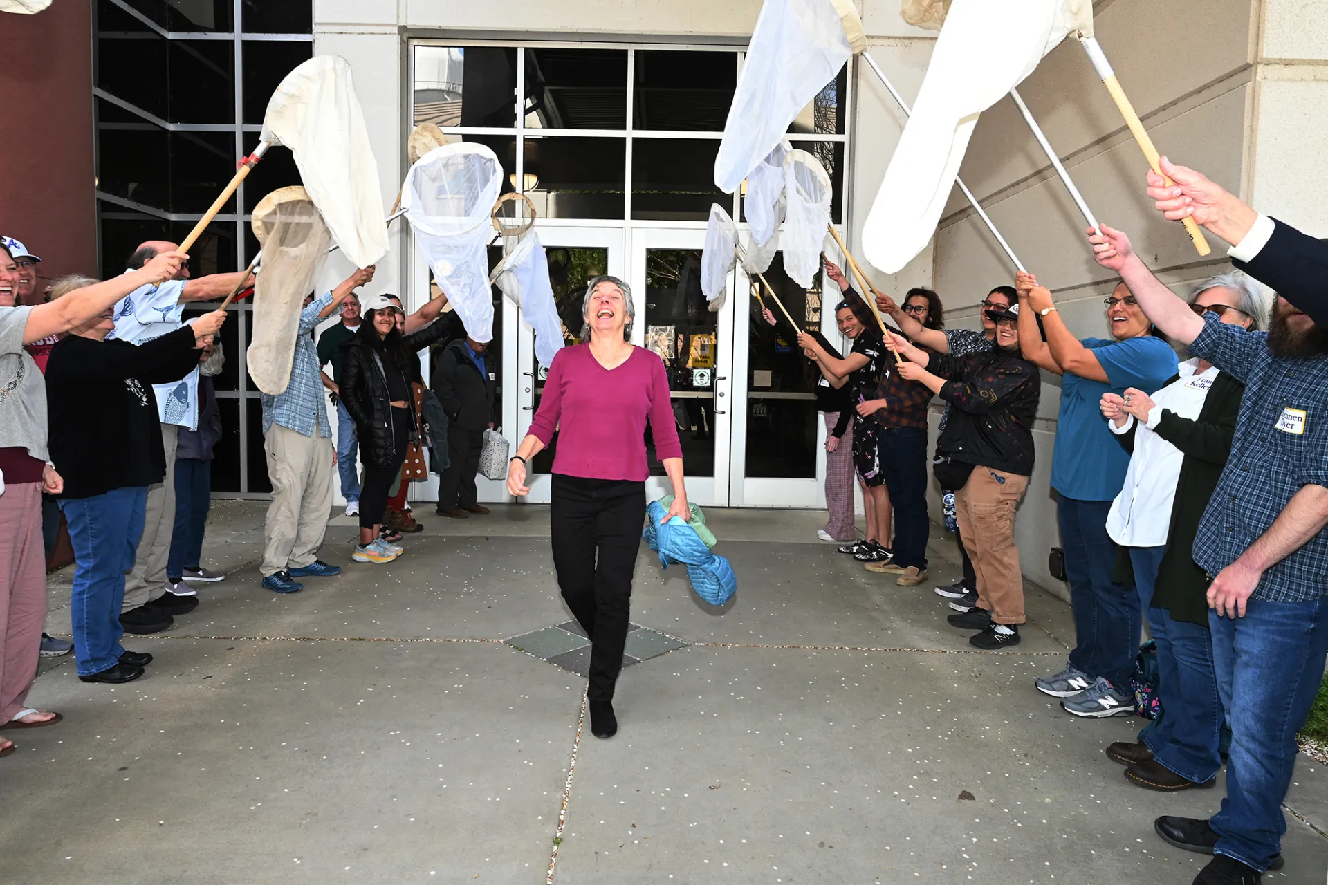UC Davis Distinguished Professor Emerita Lynn Kimsey honored last year at a 21-insect net salute at Bohart Museum of Entomology. (Photo by Kathy Keatley Garvey)