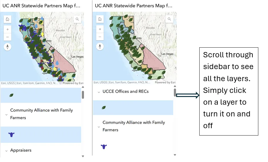 Interactive Legend with Layers Turned On and Off