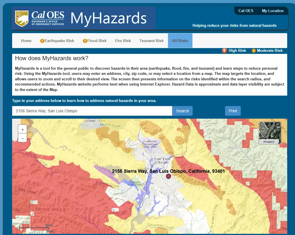 MyHazard Summary for UCCE SLO Office