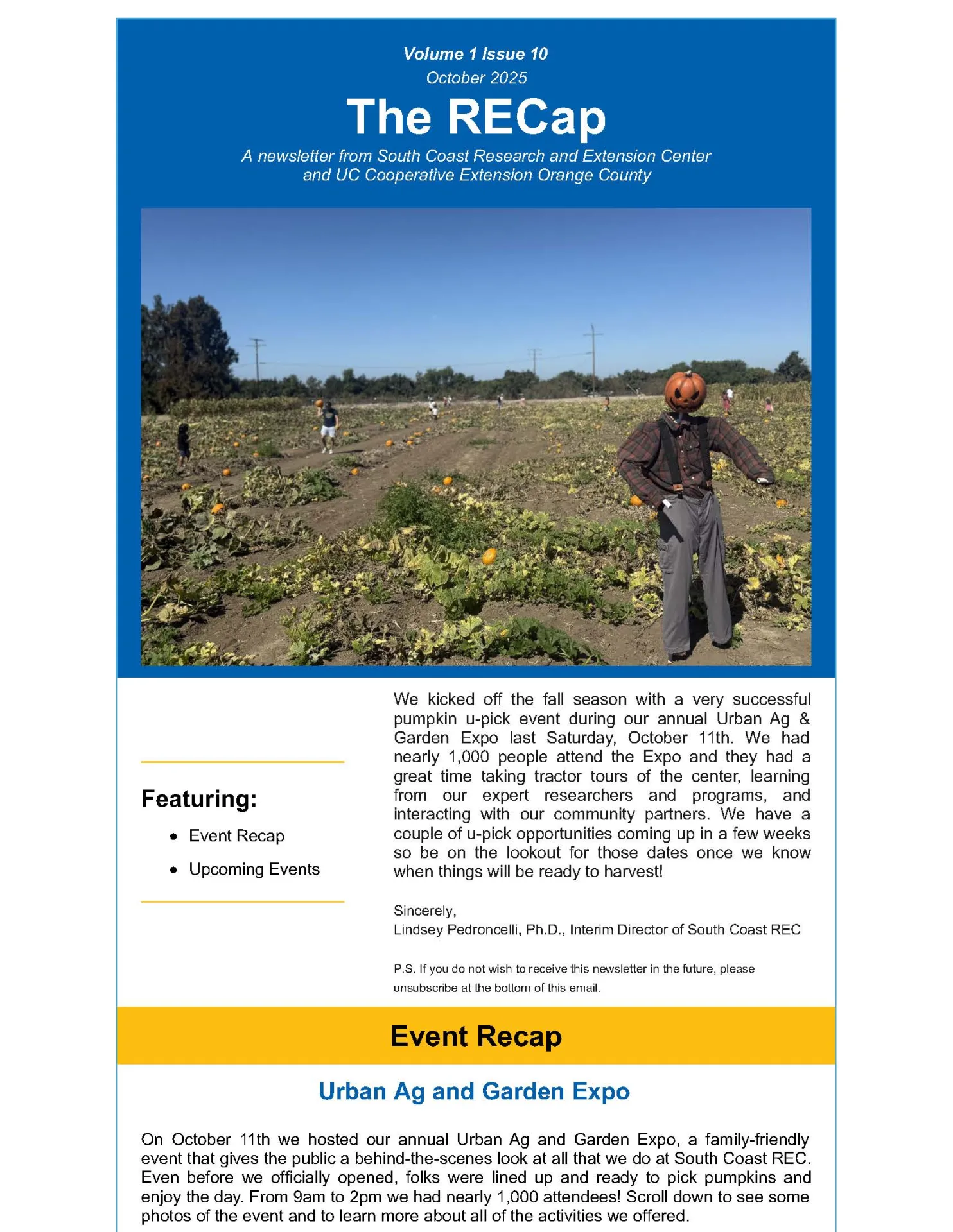 cover page of October 2025 newsletter The RECap