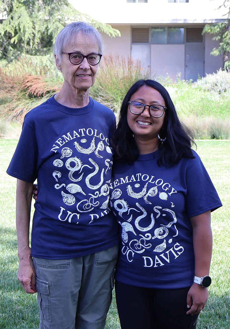 UC Davis professor emerita Valerie Williamson with first-author Pallavi Shakya, a doctoral candidate in the Shahid Siddique lab 