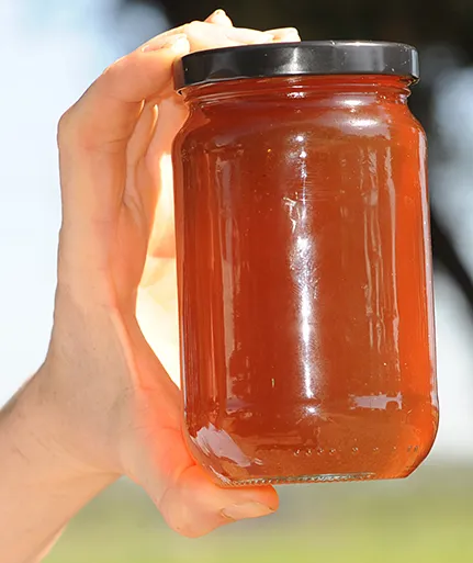 A jar of honey, "nectar of the gods." (Photo by Kathy Keatley Garvey)