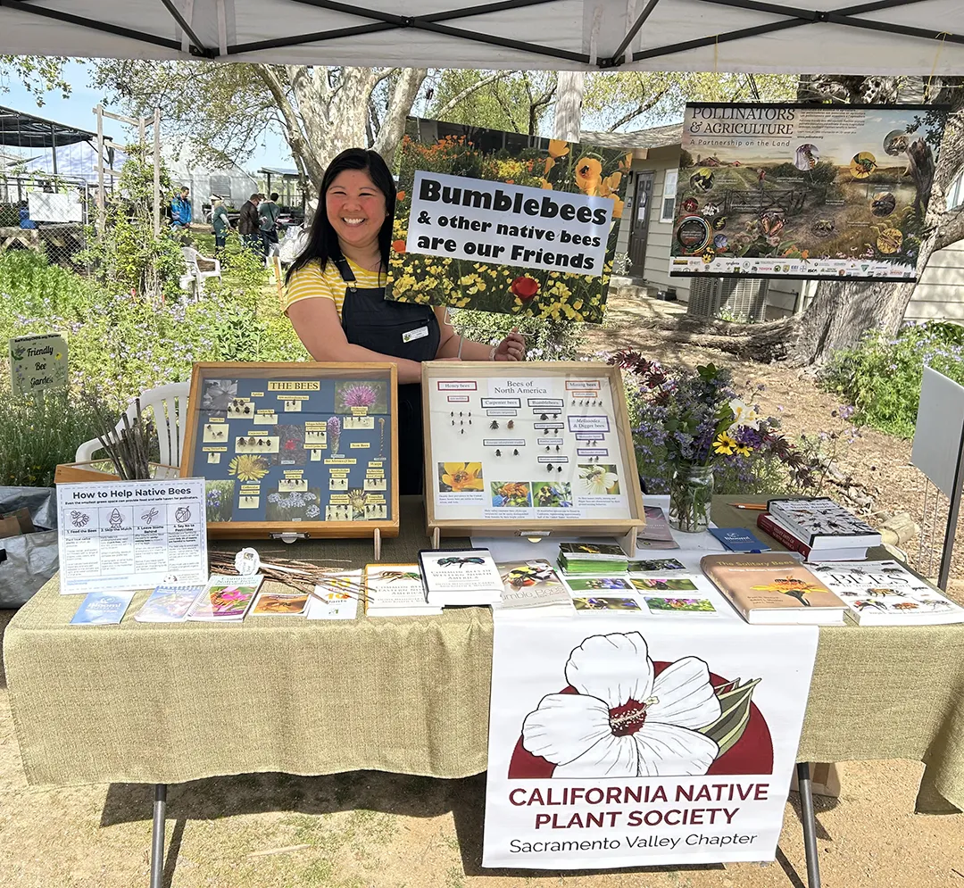 Lesley Hamamoto, president of the Sacramento Valley Chapter of the California Native Plant Society, doing community outreach.