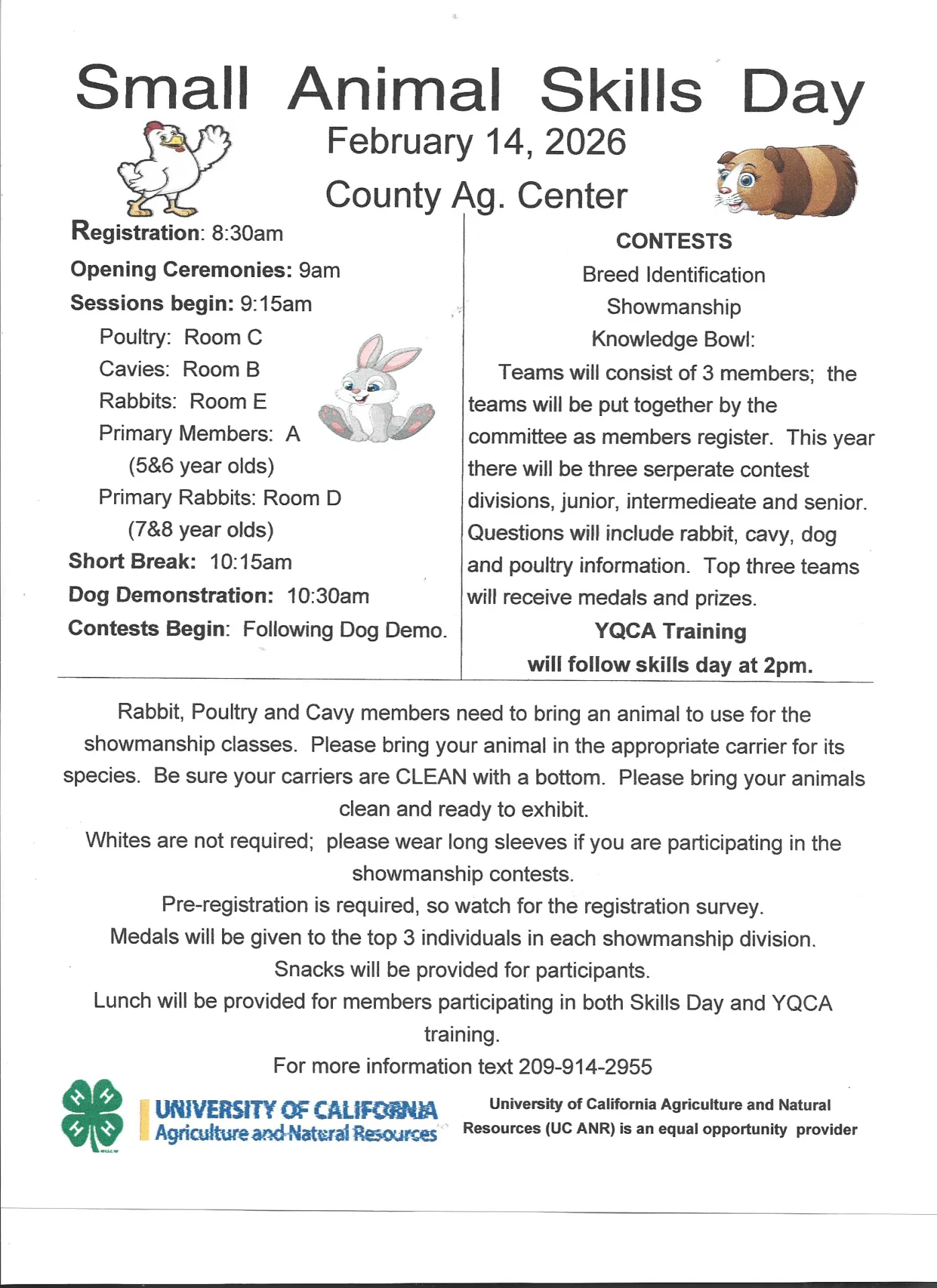 Small Animal Skills Day Flyer 2/14/26