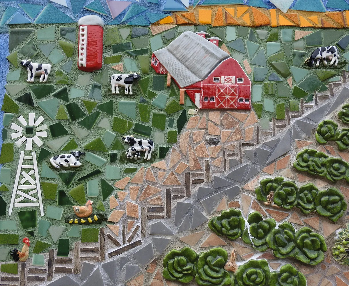 A farm scene on a mural