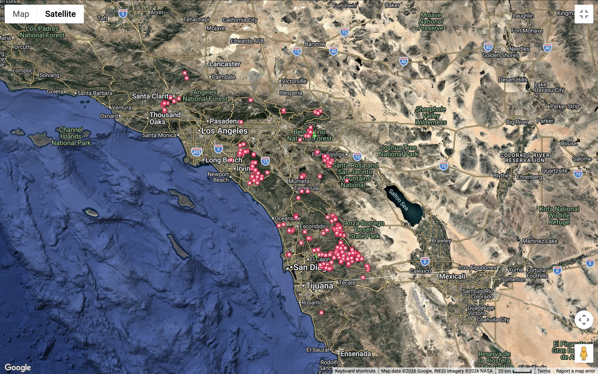 Image of interactive GSOB distribution map hosted on the Cal IPC website.