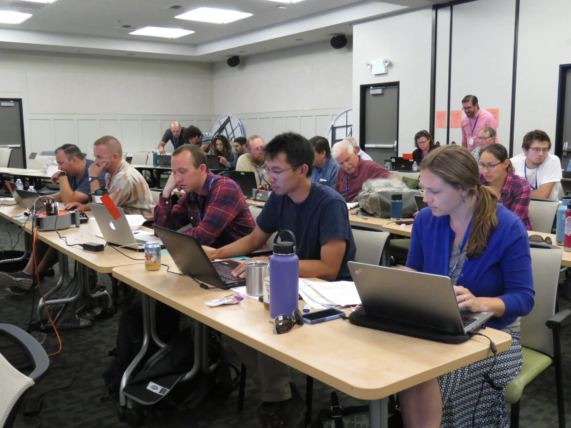 DroneCamp 2017 participants working on laptops