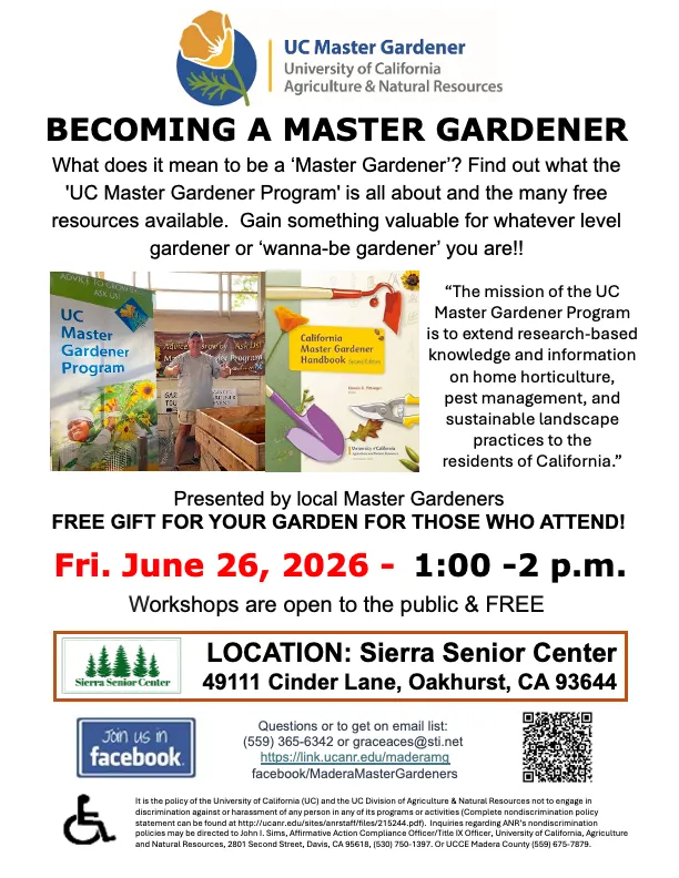 Becoming a Master Gardener June 2026 Oakhurst
