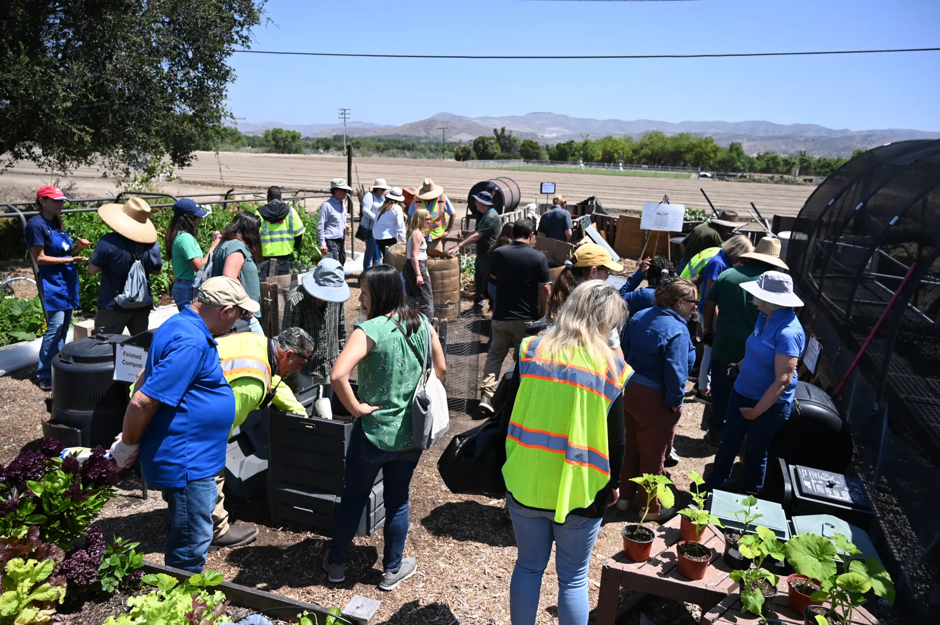 Compost Caravan participants touring the Compost Demonstration Area at South Coast REC. Photo Credit: Art Zippel, art@artzippel.com