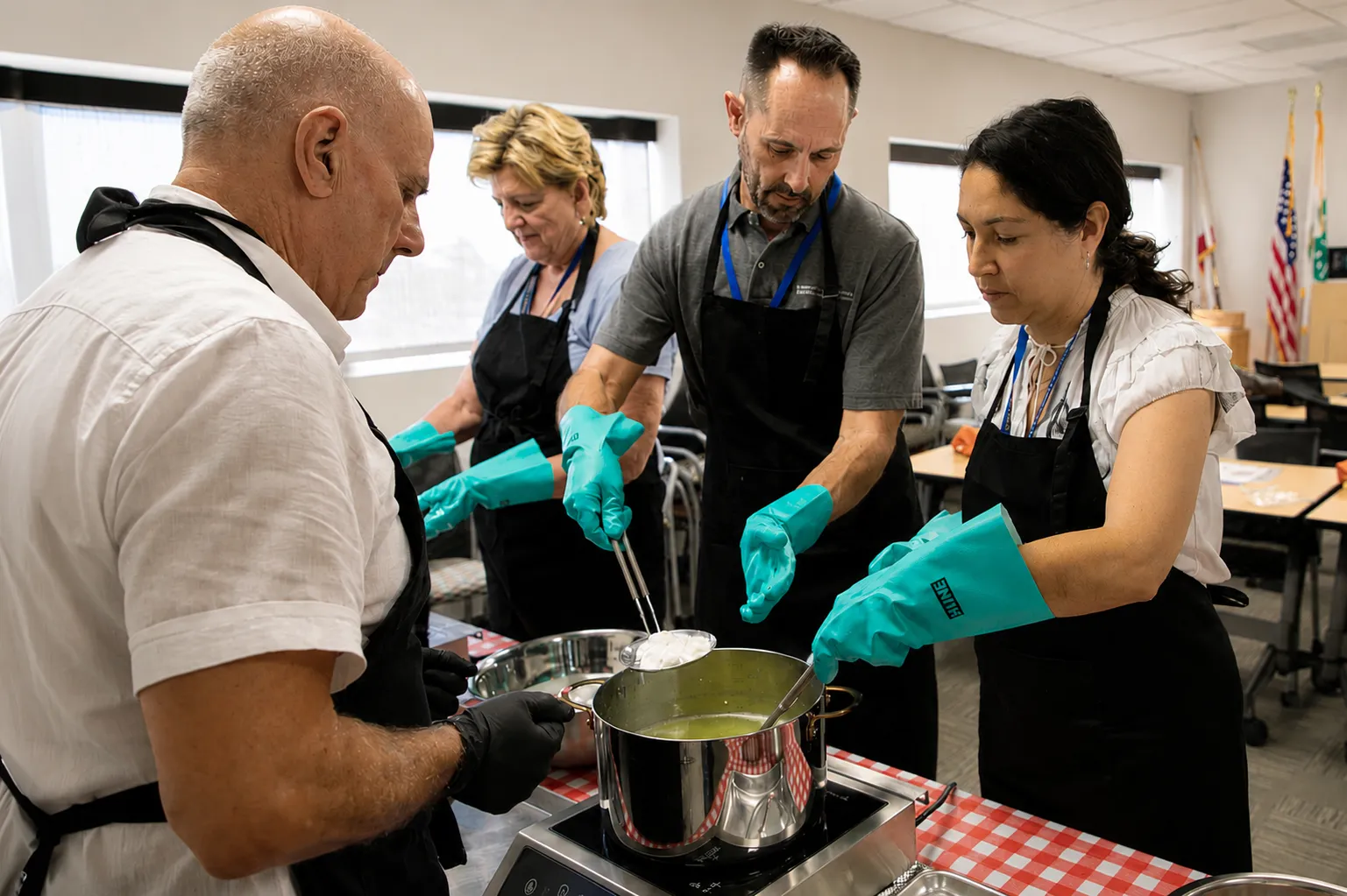 MFP Dom oversees Regent Anguiano and Darren Haver making fresh mozzarella cheese