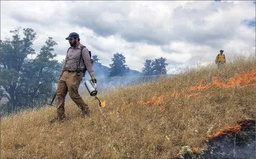 Man creating fire line 