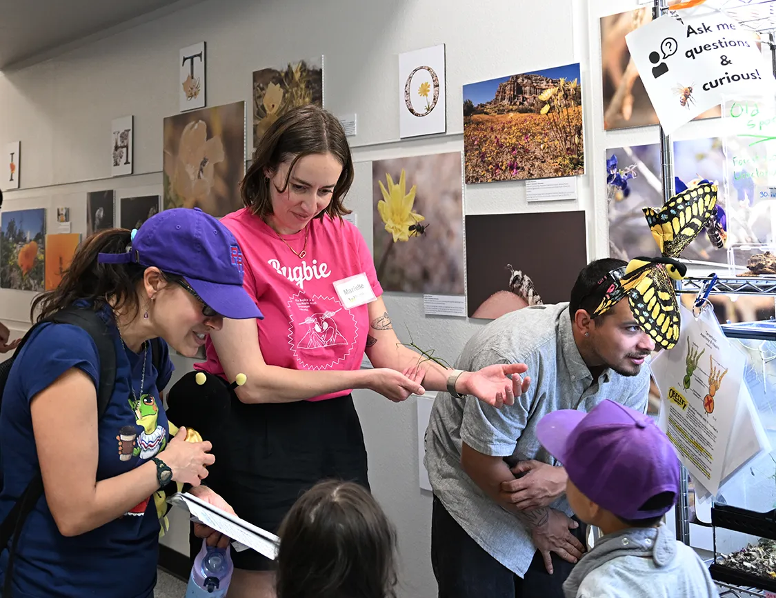 Marielle Hansel Friedman showed insects from the Bohart Museum of Entomology's live petting zoo.