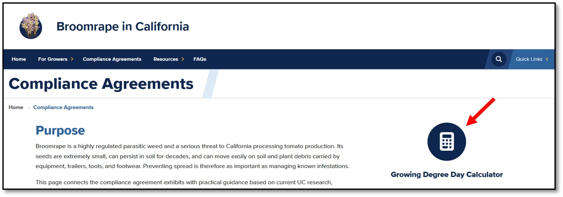 compliance agreement website screenshot