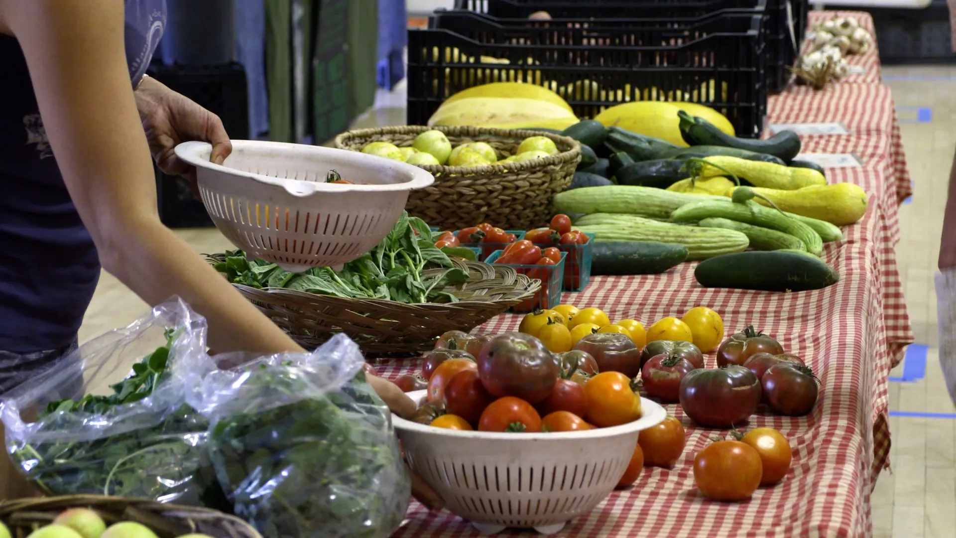Products display during a Farmers Market event