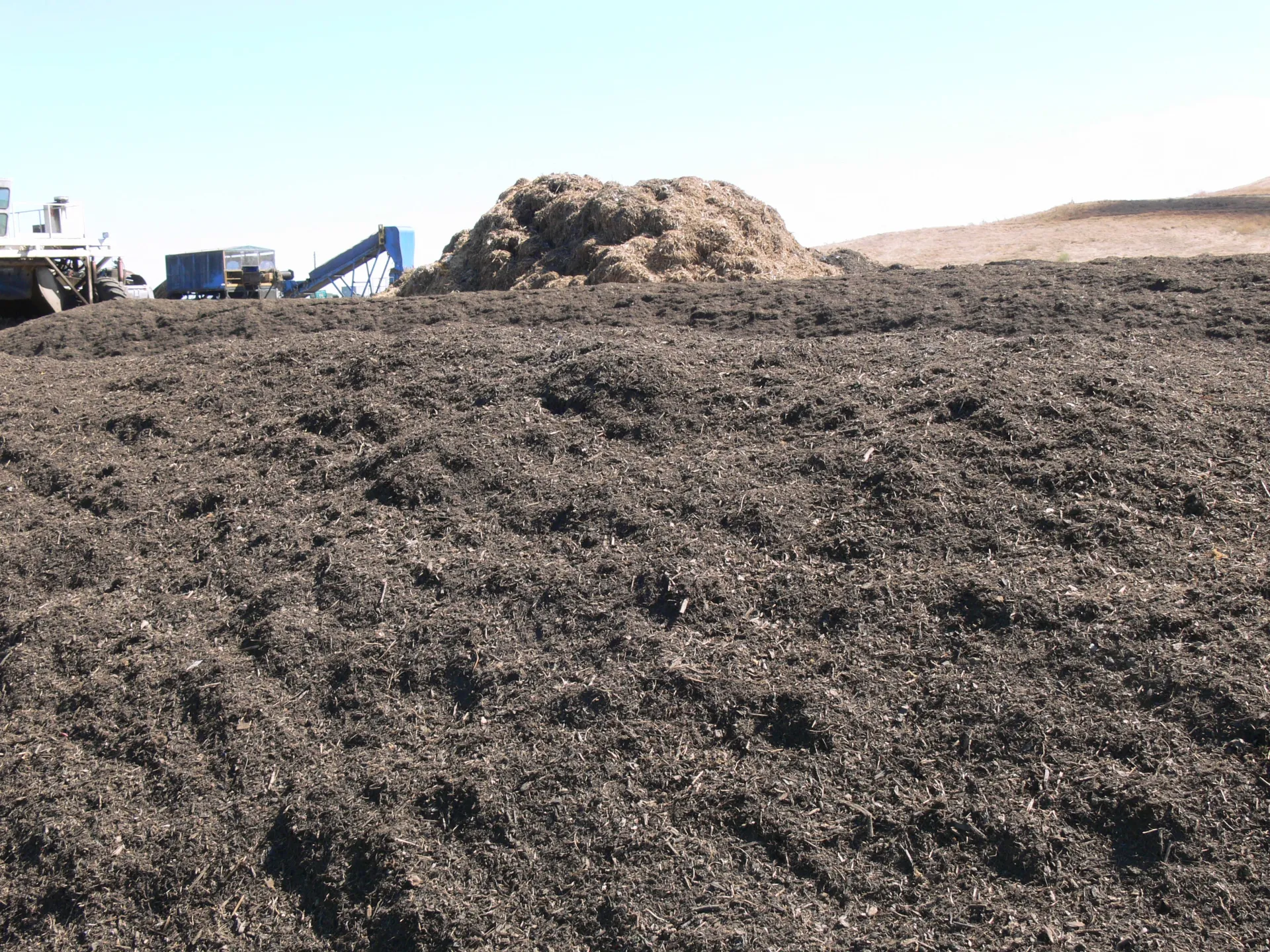 Pile of municipally generated compost from waste management facility
