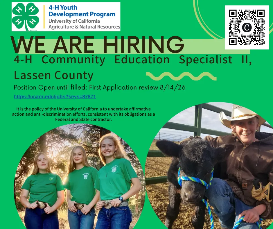 We Are Hiring Lassen 4-H CES