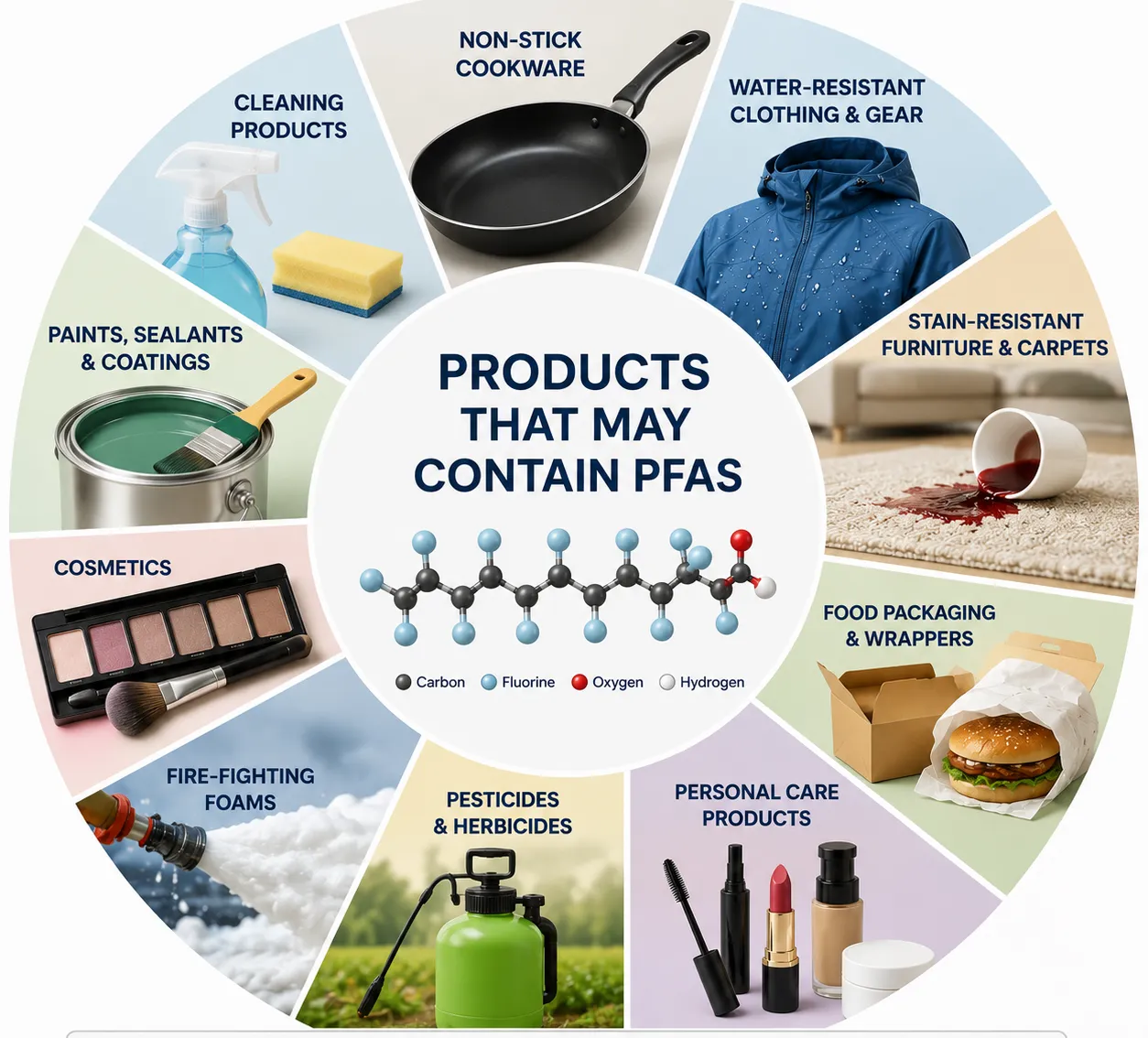 Diagram of products that may contain PFAS