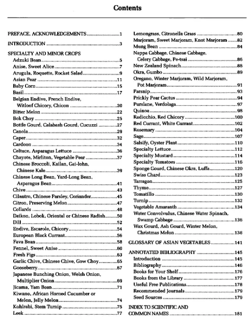 Table of Contents from Specialty and Minor Crops Handbook - Second Edition