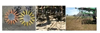 Blind cultivation weeders: Finger weeders--left, torsion weeders--middle and spring tine weeder–-right