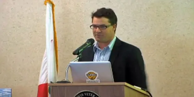 Farmer/dairy operator Dino Giacomazzi presents the keynote address at the CASI launch meeting Jan. 27, 2012