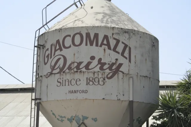 The Giacomazzi Dairy water tower.