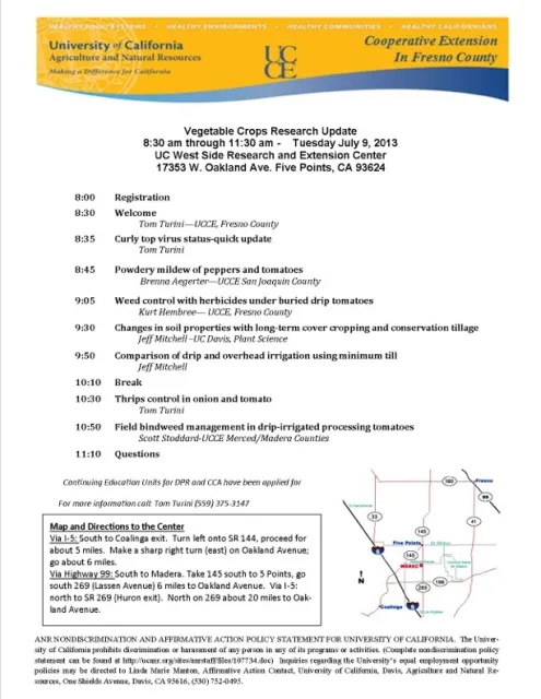 UCCE Veg Crops Field Day Fivepoints