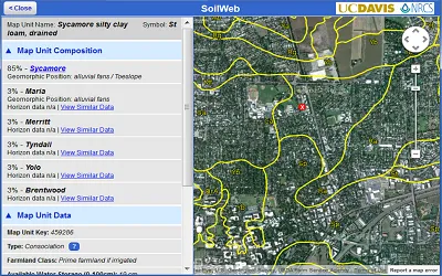 Screenshot from SoilWeb (USDA-NCSS soil survey data)