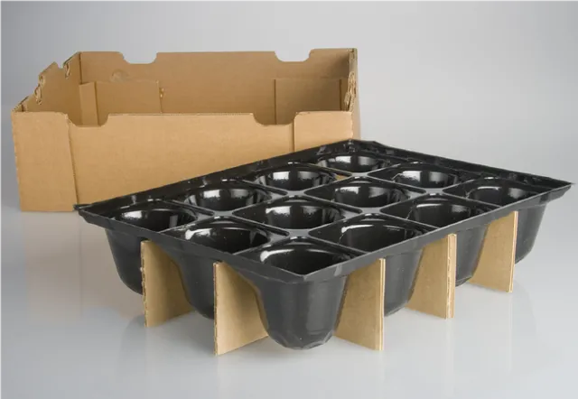 suspended tray packin cardboard