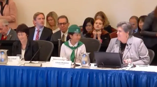 From left, UC Merced Chancellor Dorothy Leland and 4-H member Melina Granados joined VP Humiston to discuss UC ANR impacts with UC regents.