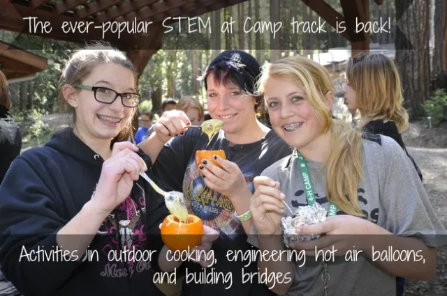 The ever-popular STEM at Camp track is back, with activities in outdoor cooking, engineering hot air balloons, and building bridges.