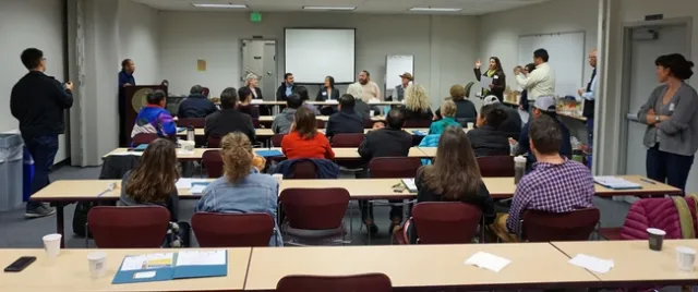 Small-scale farmers gather at the UCCE Fresno County office to learn about value-added marketing.