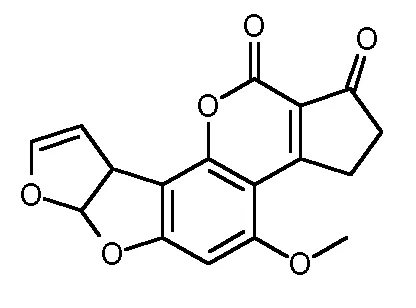 An aflatoxin molecule.