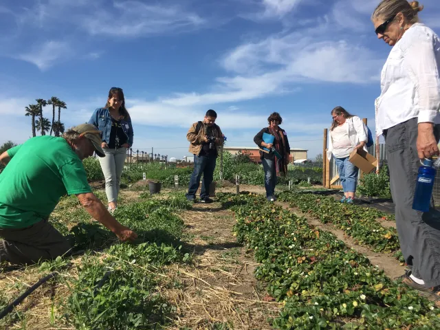 Wild Willow founder Mel Lions with urban ag workshop attendees.