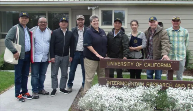 The Chinese Extension Alliance Delegation and UC ANR staff at UC ANR's Intermountain Research and Extension Center in Tulelake, California.