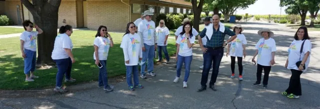 After walking about a mile and a half, the team cooled off in the shade.