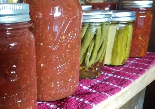 jars of preserved veggies