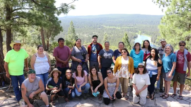 Image of Tribal Food Security Team overlooking Spring Creek at the headwaters of the Klamath River.