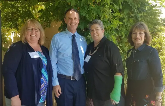From left, Wendy Powers, David Haviland, who accepted the WEDA award on behalf of the team, Glenda Humiston and Jean-Marie Peltier, who represents California for Council for Agricultural Research, Extension, and Teaching (CARET)