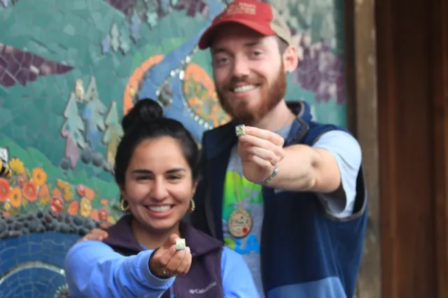 2019 Pasadena City College graduates Ethan and Elexis show off their California Naturalist pins.